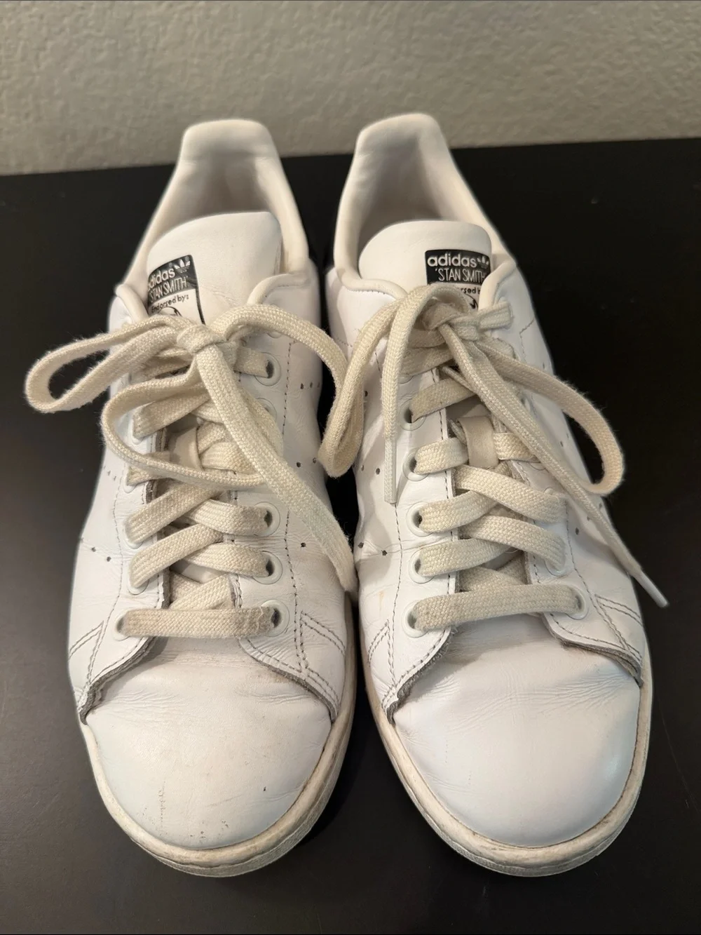 adidas Stan Smith White Sneakers with Black Heel Tab